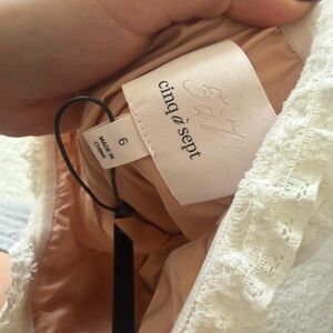 cinq a sept White Lace Dress with Blush Lining